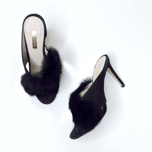 Louise et Cie Shoes - Louise et Cie Holloway Rabbit Fur Heels in Black